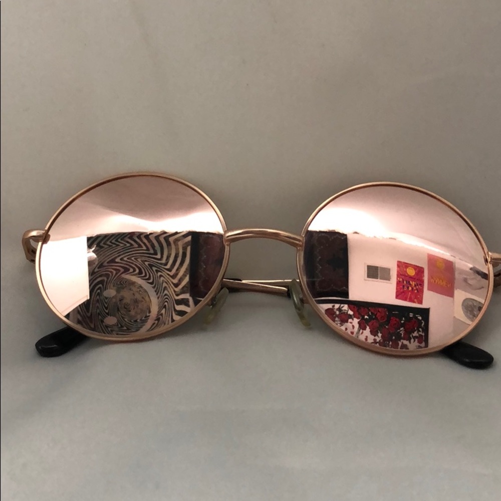 Rose Gold Mirrored Circle Sunglasses